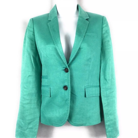 J. Crew Jackets & Blazers - JCrew Linen Blazer Sz 2 Coat Jacket Green